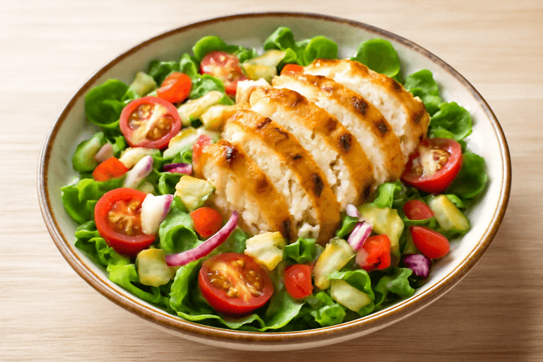 Leichter Hähnchen-Gemüse-Salat mit Joghurtdressing