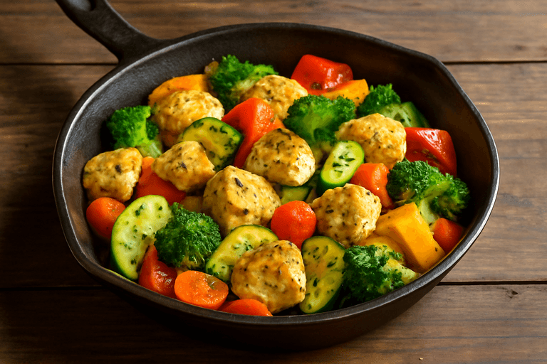 Leichtes Hähnchen-Gemüse-Pfannengericht