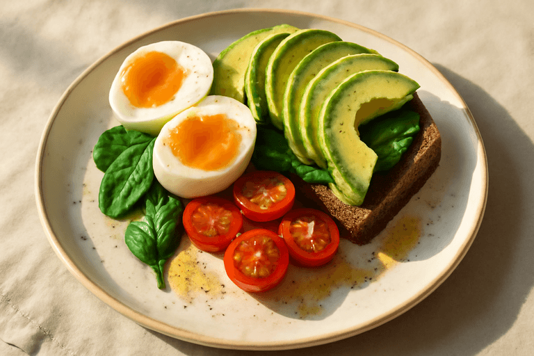 Класическа закуска с яйце, авокадо и ръжен тост
