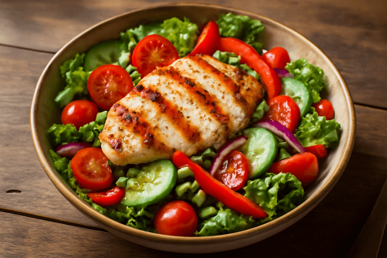 Salată clasică cu piept de pui și legume proaspete