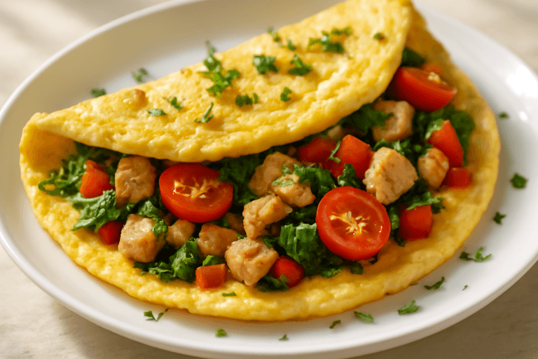 Omelette légère aux légumes et herbes fraîches