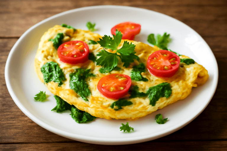 Omelete Clássica com Espinafre e Tomate