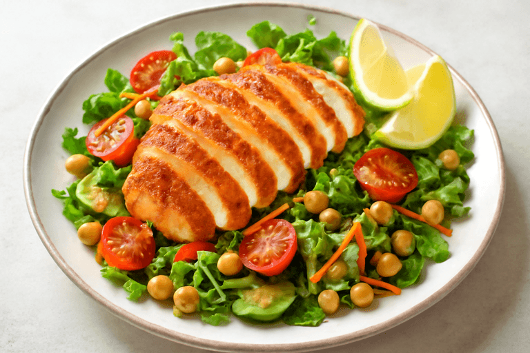 Salada Clássica de Frango Grelhado com Legumes Coloridos