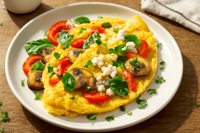 Omletă sănătoasă cu legume și brânză