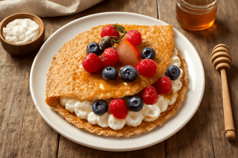 Овсяноблин с творогом и ягодами