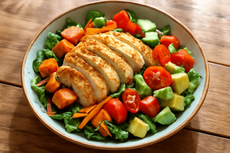 Klassisk Kycklingsallad med Rostade Grönsaker