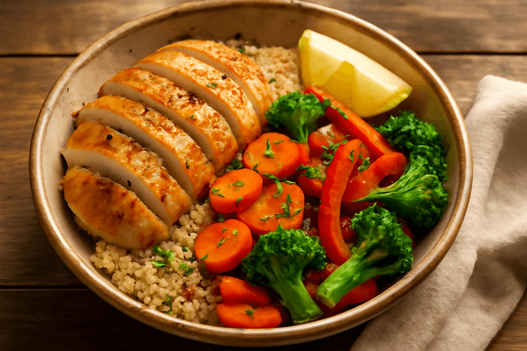 Hähnchen-Gemüse-Bowl mit Quinoa