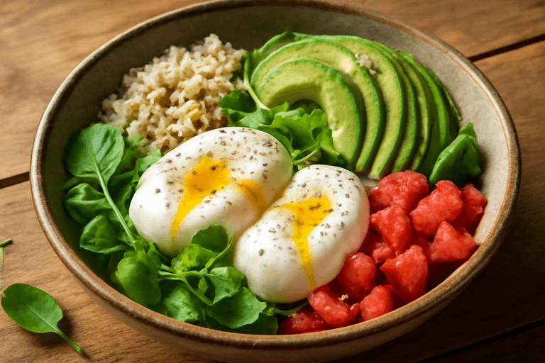 Bol Énergie Petit-Déjeuner aux Œufs, Avocat et Quinoa