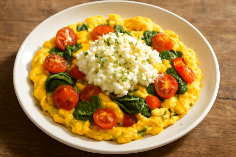 Omletă clasică cu legume și brânză slabă