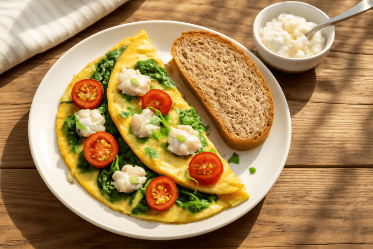 Omelette énergisante aux épinards et tomates