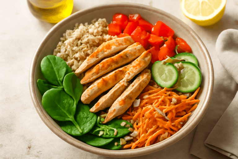 Ensalada de Pollo a la Parrilla con Quinoa y Vegetales Frescos