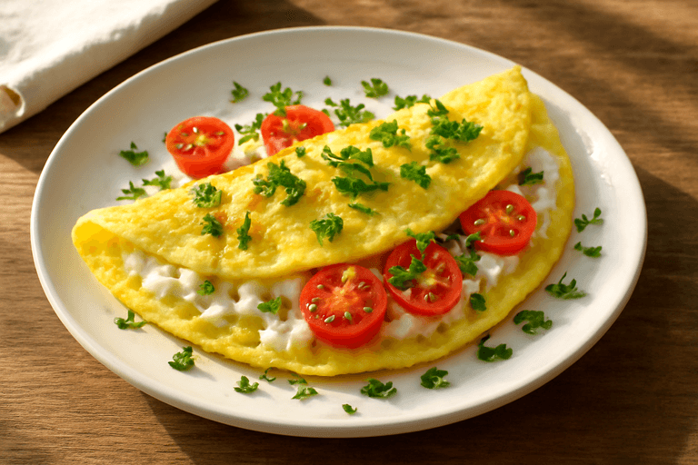 Klassisches Protein-Omelett mit frischen Kräutern