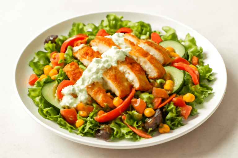 Leichter Hähnchen-Gemüse-Salat mit Kräuterdressing