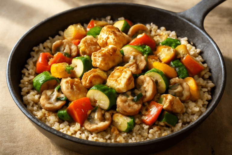 Leichtes Hähnchen-Gemüse-Pfannengericht