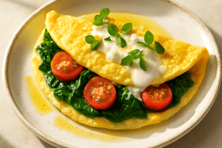 Omelette Energizante de Espinaca y Tomate