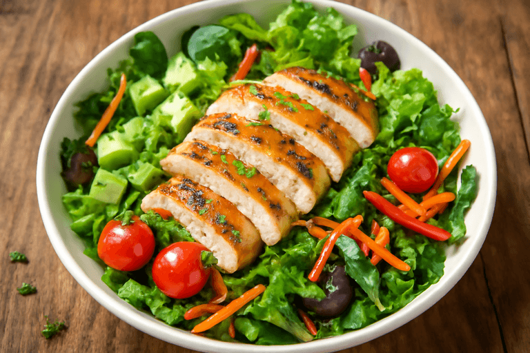 Salată clasică de pui cu avocado și legume crocante