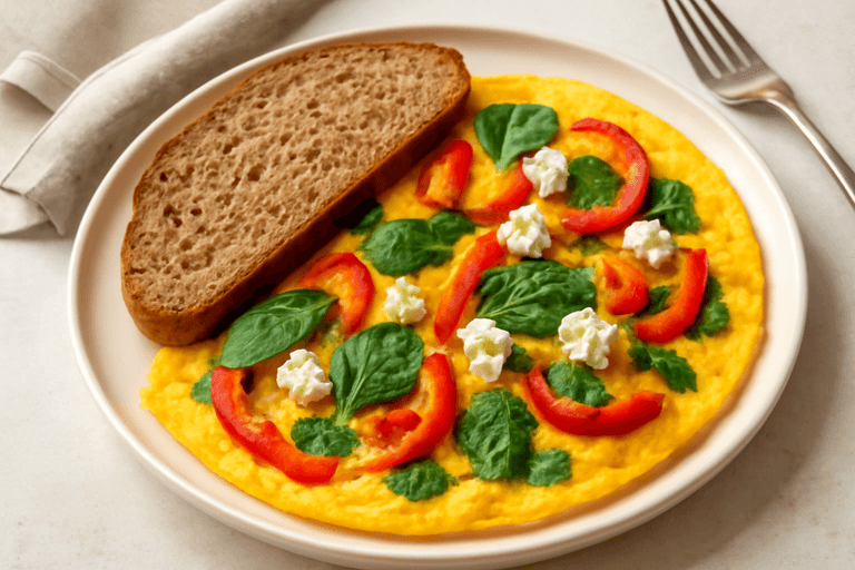 Omletă sănătoasă cu legume și brânză