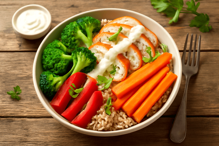 Leichter Hähnchen-Gemüse-Bowl