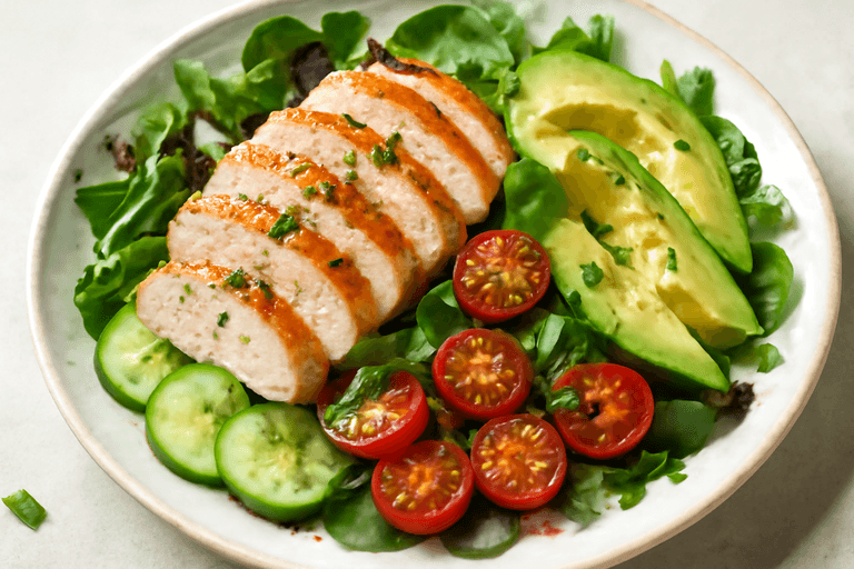 Leichter Zitronenhähnchen-Salat mit Avocado
