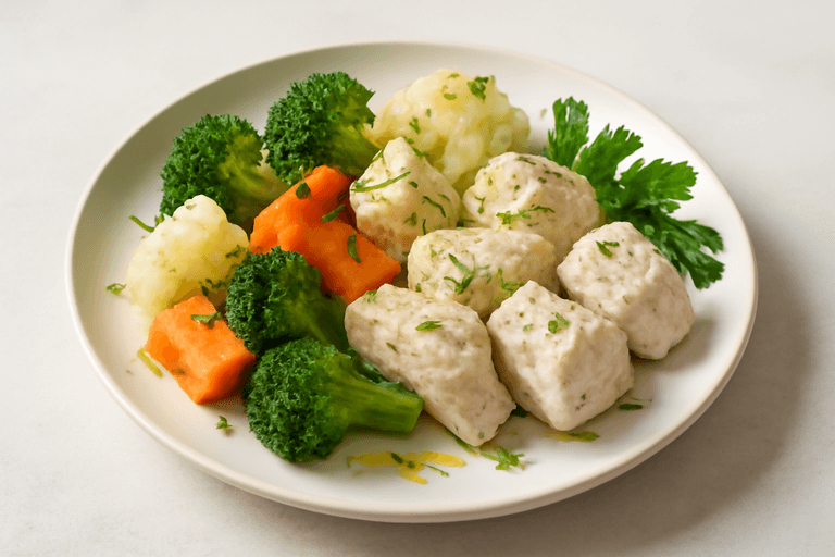 Лёгкая куриная грудка с овощами и травами на пару