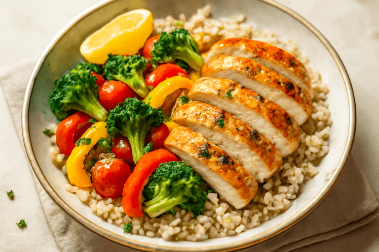 Leichter Hähnchen-Gemüse-Bowl