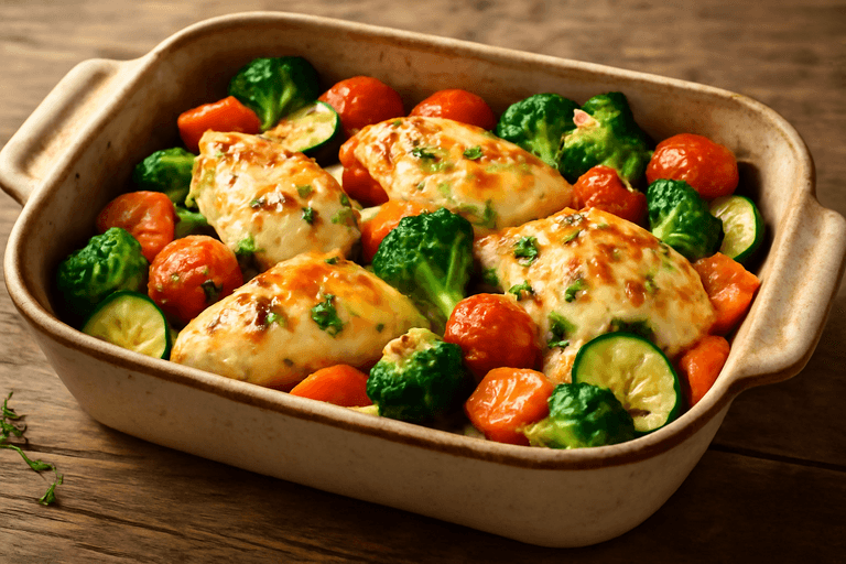 Leichter Hähnchen-Gemüse-Auflauf