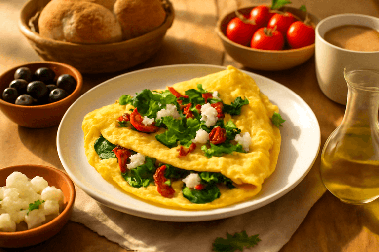 Omelette Santé aux Épinards et Tomates Séchées