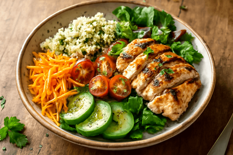 Salade énergisante au poulet grillé et quinoa