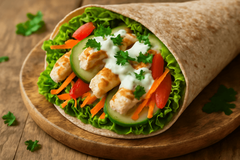 Leichter Hähnchen-Gemüse-Wrap