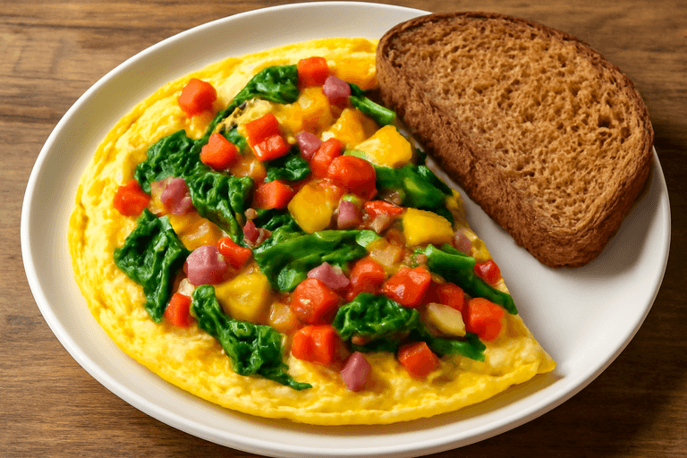 Energizing Veggie Omelette with Whole Grain Toast