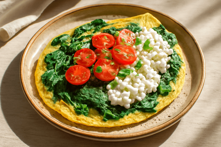 Κλασική Ομελέτα Πρωινού με Σπανάκι & Ντομάτα