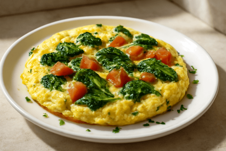 Omletă Proteică cu Spanac și Roșii