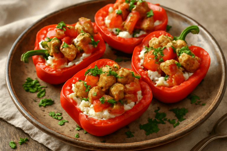 Fyllda Paprikor med Keso och Kyckling
