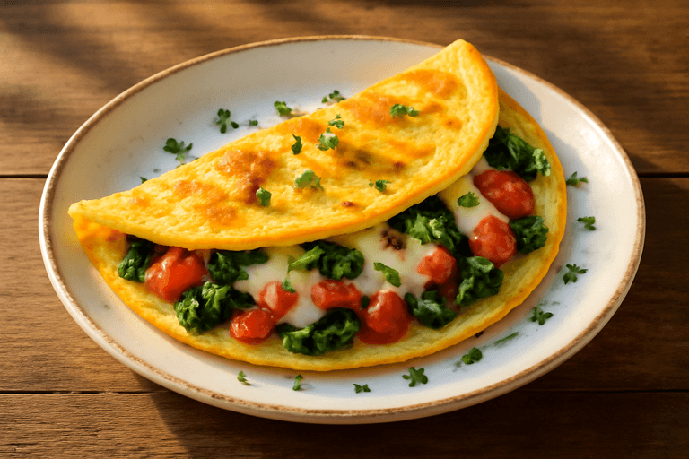 Омлет зі шпинатом та помідорами для енергійного ранку