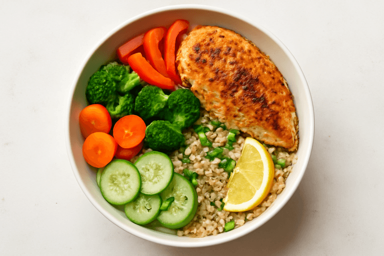 Leichter Hühnchen-Gemüse-Bowl