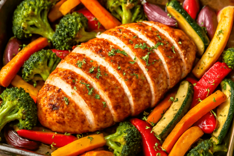 Leichtes Hähnchen-Gemüse-Blech