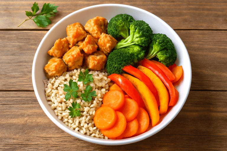 Leichter Hähnchen-Gemüse-Bowl