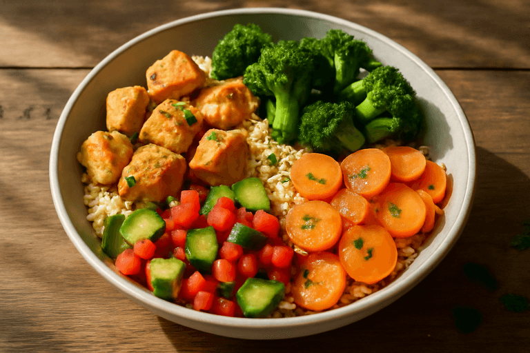 Leichter Hühnchen-Gemüse-Bowl