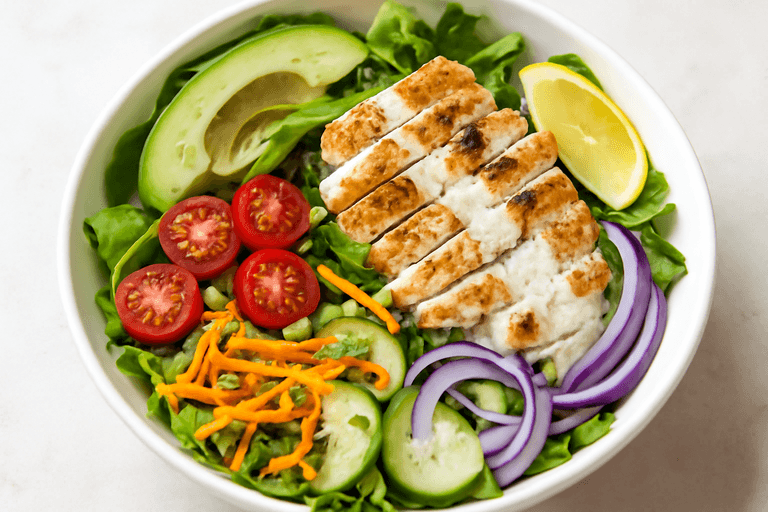 Salată clasică de pui cu avocado și dressing de iaurt