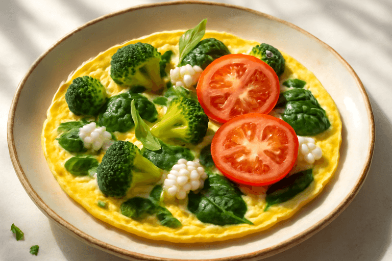Омлет с овощами и творогом
