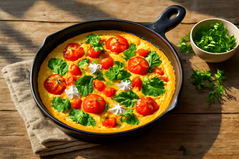 Omletă sățioasă cu legume la cuptor