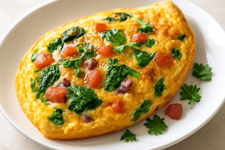 Omelete Clássico Proteico com Espinafre e Tomate
