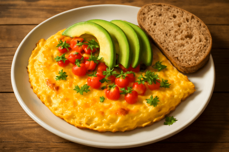 Omletă Clasică cu Brânză și Avocado