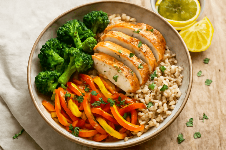 Leichter Hähnchen-Gemüse-Bowl