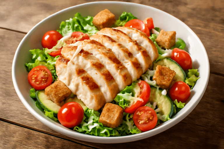 Let Kyllinge-Cæsarsalat med Ristet Fuldkornsbrød