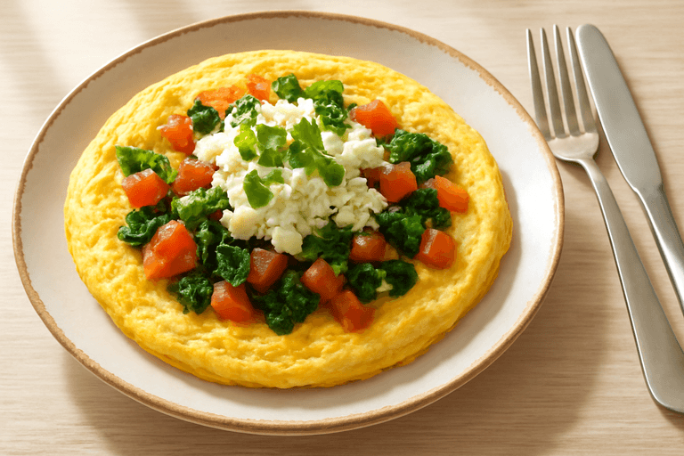 Протеинов омлет с домати и спанак