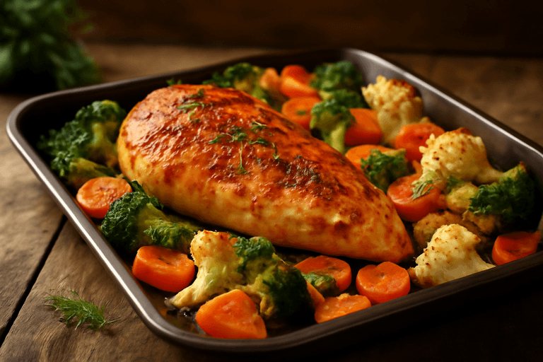 Куриная грудка с овощами в духовке