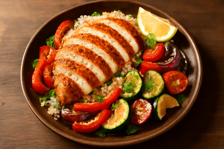Let Kyllingebryst med Farverige Grøntsager og Quinoa