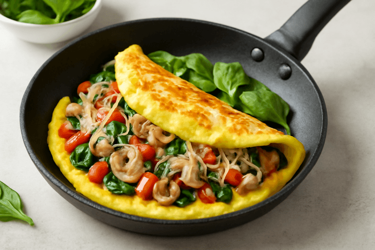 Omelette aux légumes croquants et fromage léger