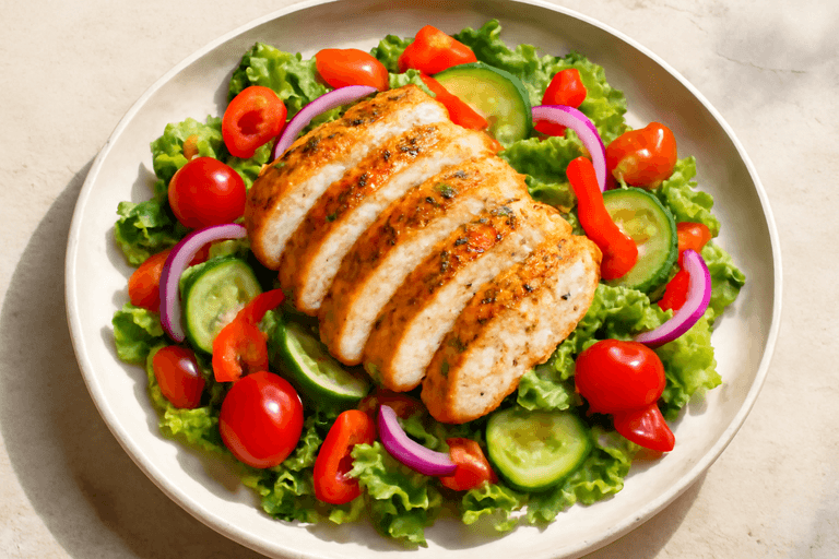 Salade de poulet grillé méditerranéenne légère